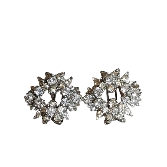 Vintage Elegant Silver Crystal Earrings Clip On - Picture 10 of 14